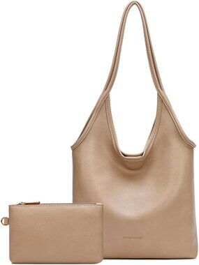 Women's Tan Slouchy Hobo Bag Soft Designer Shoulder Top Handle Handbag